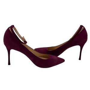 Marion Parke Magenta Suede Muse Pointed Toe Ankle Strap Pumps Size 38 Women’s